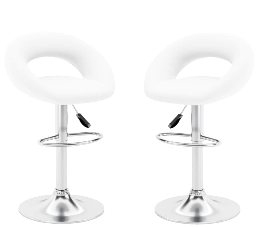 Стул барный (арт. ZS-603), опора ХРОМ (комплект 2 шт.), PU белый (к/з белый), норма