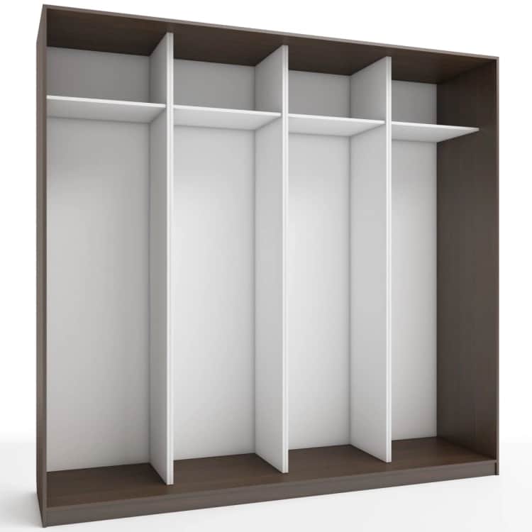 КОРПУС ШКАФА 2400*600*2300 ММ С АНТРЕСОЛЬНЫМИ ПОЛКАМИ, Корпус: ВЕНГЕ ТЕМНЫЙ, Наполнение: БЕЛЫЙ шагрень, Распродажа