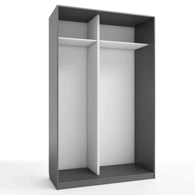 КОРПУС ШКАФА 1400*600*2300 ММ С АНТРЕСОЛЬНЫМИ ПОЛКАМИ, Корпус: ГРАФИТ, Наполнение: БЕЛЫЙ шагрень, норма