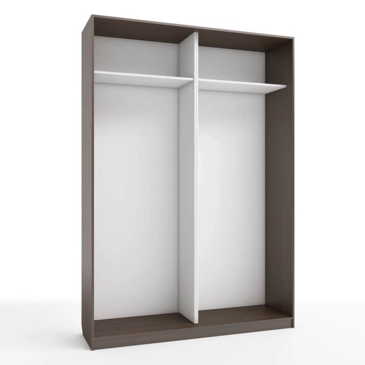 КОРПУС ШКАФА 1600*450*2300 ММ С АНТРЕСОЛЬНЫМИ ПОЛКАМИ, Корпус: ВЕНГЕ ТЕМНЫЙ, Наполнение: БЕЛЫЙ шагрень, Распродажа