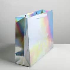 Подарочные пакеты Пакет голограф. «Снежинка» 40х31х11,5 см - изображение 2