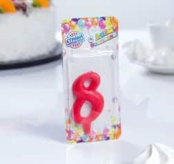 Свеча Свеча для торта цифра Овал красная 8, плёнка 2303042 - изображение 1
