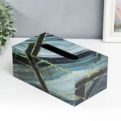 Салфетницы ШКАТУЛКА ДЛЯ САЛФЕТОК МАЛАХИТ С ЗОЛОТЫМИ ТРЕЩИНАМИ 9Х13Х23 СМ, МДФ 7503793 - изображение 2