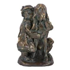 Статуэтки, фигурки Статуэтка Девочка с собакой бронза - изображение 1