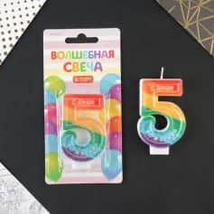 Свеча Свеча цифра 5 С Днем рождения, 4,3 х 7,2 см 7501430 - изображение 1