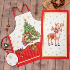 Полотенца, салфетки кухонные Набор подарочный Этель Новогодняя сказка: фартук, полотенце, прихватка 5389245 - изображение 1