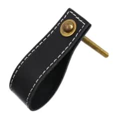 Ручка кожаная для мебели, цвет черный, шов белый 4506 - изображение 1