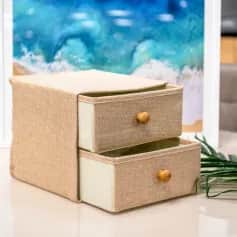 Коробки, ящики, кофры для хранения Короб для хранения 2 выдвижных ящика 22х22х20,5 см Франческа, цвет бежевый 3692706 - изображение 2