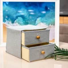 Коробки, ящики, кофры для хранения Короб для хранения 2 выдвижных ящика 22х22х20,5 см Франческа, цвет серо-голубой 3692707 - изображение 3