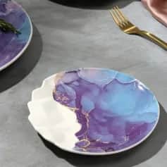 Тарелки, блюда Тарелка Мрамор 17 см, бело-синяя 6776521 - изображение 1