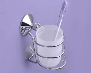 Аксессуары для ванной комнаты Стакан настенный для зубных щеток с вакуумной системой крепления Real - изображение 1