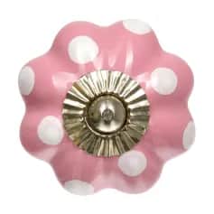 Ручка керамическая для мебели В горох, цвет розовый, рисунок белый 3006 - изображение 3