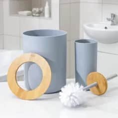 Наборы для ванной Набор для ванной Вуди 6 предметов (мыльница, дозатор, 2 стакана, ерш, ведро), цвет серый 7365454 - изображение 2