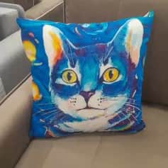 Подушки, наволочки декоративные ПОДУШКА ДЕКОРАТИВНАЯ ЗВЕЗДНЫЙ КОТ ВАН ГОГ, ТКАНЬ: ВЕЛЮРПОПЛИН, РАЗМЕР 40*40, МОЛНИЯ, ВНУТРЕННИЙ ЧЕХОЛ СОСТАВ: 1 СТОРОНА ПОЛИЭСТЕР 80%, ХЛОПОК 20%, 2 СТОРОНА ХЛОПОК 100%, АРТ.0255 - изображение 2