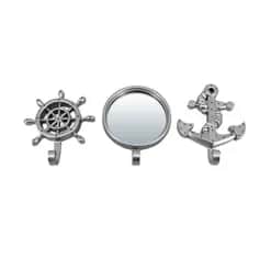 Зеркало Набор декоративных крючков и зеркало Марсель, серебро, 3шт, D8 см 16 - изображение 1