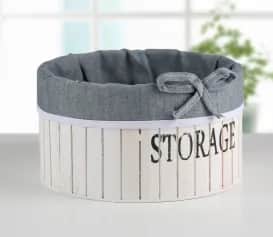 Корзины Корзина для хранения Storage деревянная круглая 19х19х10 см, средняя, цвет белый 3954836 - изображение 1