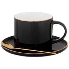 Чайныекофейные наборы Чайная пара Lefard Break time 250 мл с ложкой, чёрная (кор=24наб.) (арт. 756-248) - изображение 1