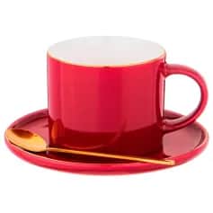 Чайныекофейные наборы Чайная пара Lefard Break time 250 мл с ложкой, красная (кор=24наб.) (арт. 756-246) - изображение 1