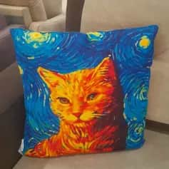 Подушки, наволочки декоративные ПОДУШКА ДЕКОРАТИВНАЯ РЫЖИЙ КОТ ВАН ГОГ, ТКАНЬ: ВЕЛЮРПОПЛИН, РАЗМЕР 40*40, МОЛНИЯ, ВНУТРЕННИЙ ЧЕХОЛ СОСТАВ: 1 СТОРОНА ПОЛИЭСТЕР 80%, ХЛОПОК 20%, 2 СТОРОНА ХЛОПОК 100%, АРТ.0254 - изображение 2