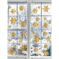 Стикеры, наклейки Наклейки интерьерные Снежинки 25х50 см, золото 7321013 - изображение 2