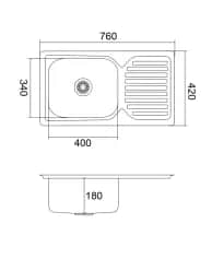 Мойки EMAR, мойка врезная 760*420мм (арт. 302А), глянец - изображение 2