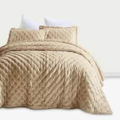 Покрывала ПОКРЫВАЛО ARYA БАРХАТ 250X260 - 2 НАВ. 50X70 ANSEL (БЕЖЕВЫЙ) - изображение 1