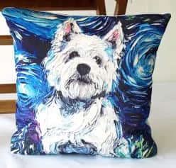 Подушки, наволочки декоративные ПОДУШКА ДЕКОРАТИВНАЯ СОБАКИ ВАН ГОГ, ТЕРЬЕР ТКАНЬ: ВЕЛЮРПОПЛИН, РАЗМЕР 40*40, МОЛНИЯ, ВНУТРЕННИЙ ЧЕХОЛ СОСТАВ: 1 СТОРОНА ПОЛИЭСТЕР 80%, ХЛОПОК 20%, 2 СТОРОНА ХЛОПОК 100%, АРТ.0258 - изображение 1