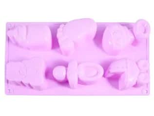 Формы для запеканиявыпечки Форма для выпечки 6 кексов С НОВОРОЖДЕННЫМ!, цвет РОЗА (силикон) (арт. 6543) - изображение 1