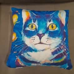 Подушки, наволочки декоративные ПОДУШКА ДЕКОРАТИВНАЯ ЗВЕЗДНЫЙ КОТ ВАН ГОГ, ТКАНЬ: ВЕЛЮРПОПЛИН, РАЗМЕР 40*40, МОЛНИЯ, ВНУТРЕННИЙ ЧЕХОЛ СОСТАВ: 1 СТОРОНА ПОЛИЭСТЕР 80%, ХЛОПОК 20%, 2 СТОРОНА ХЛОПОК 100%, АРТ.0255 - изображение 4