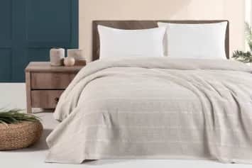 Пледы Плед Arya из Хлопка 210x235 Joyce Бежевый - изображение 1