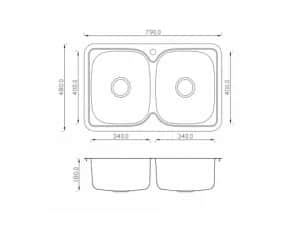 Мойки EMAR, мойка врезная 790*480мм (арт. ЕМ 401) - изображение 3