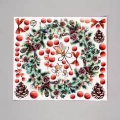 Стикеры, наклейки Наклейки интерьерные Новогодний венок 37х42 см, оранжево-красный 7321025 - изображение 1
