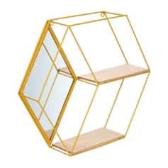 Полки декоративные Полка подвесная-зеркало Ромб, золото, 46*10*40 см  4 - изображение 1