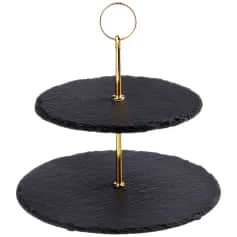 Горка сервировочная-Фруктовница Этажерка сервировочная AGNESS 2-х ярусная диам. 25х20 см. выс. 24 см. (кор.10шт.) (арт. 925-123) - изображение 1