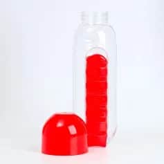 Бутылка Бутылка для воды 700 мл, с таблетницей, красный 7403316 - изображение 2