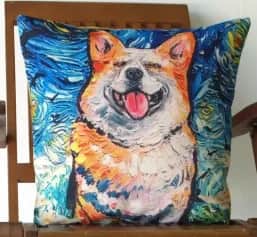 Подушки, наволочки декоративные ПОДУШКА ДЕКОРАТИВНАЯ СОБАКИ ВАН ГОГ, КОРГИ ПОРТРЕТ ТКАНЬ: ВЕЛЮРПОПЛИН, РАЗМЕР 40*40, МОЛНИЯ, ВНУТРЕННИЙ ЧЕХОЛ СОСТАВ: 1 СТОРОНА ПОЛИЭСТЕР 80%, ХЛОПОК 20%, 2 СТОРОНА ХЛОПОК 100%, АРТ. 0231 - изображение 1