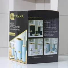 Наборы для ванной Набор для ванной Вуди 6 предметов (мыльница, дозатор, 2 стакана, ерш, ведро), цвет серый 7365454 - изображение 3