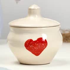 Горшки для запекания Горшок керамический для запекания Малютка 0,2 л 9,5х10см, валентинка 10705462 - изображение 1