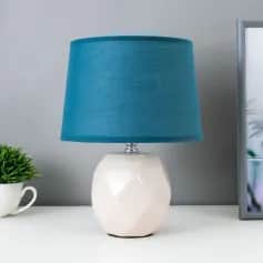 Светильник Лампа настольная 089461 E14 40Вт бежево-синий 17х17х28 см 7516317 - изображение 1