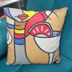 Подушки, наволочки декоративные ПОДУШКА ДЕКОРАТИВНАЯ БОКАЛ ПИКАССО, ТКАНЬ: ВЕЛЮРПОПЛИН, РАЗМЕР 40*40, МОЛНИЯ, ВНУТРЕННИЙ ЧЕХОЛ СОСТАВ: 1 СТОРОНА ПОЛИЭСТЕР 80%, ХЛОПОК 20%, 2 СТОРОНА ХЛОПОК 100%, АРТ.6084 - изображение 3