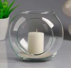 Ваза ПОДСВЕЧНИК МАТЕ С БЕЛОЙ СВЕЧОЙ, 14,5×13 СМ 4534520 - изображение 1