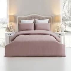 Пододеяльник Пододеяльник 200X220 Arya Полосатый Сатин Otel Темно-бежевый - изображение 1