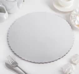 Коврики для выпечки ПОДЛОЖКА ДЛЯ ТОРТА КРУГ ВОЛНА 30X30X0,4 СМ, ЦВ. СЕРЕБРО 3800869 - изображение 1