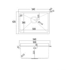 Мойки EMAR EMB-123, МОЙКА ВРЕЗНАЯ 540*420ММ (УНИВЕРСАЛЬНОГО МОНТАЖА) - изображение 2