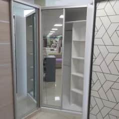 Шкаф для одежды и белья МАРК (УГЛОВОЙ левый); шкаф-купе 2 дв. 1200*900*2300, (с зеркалом, без ящиков) - изображение 5