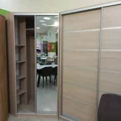 Шкаф для одежды и белья МАРК (УГЛОВОЙ левый); шкаф-купе 2 дв. 1200*900*2300, (с зеркалом, без ящиков) - изображение 5