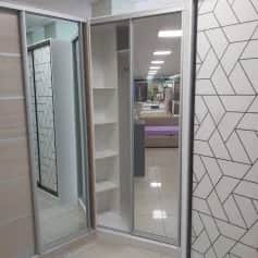 Шкаф для одежды и белья МАРК (УГЛОВОЙ левый); шкаф-купе 2 дв. 1200*900*2300, (с зеркалом, без ящиков) - изображение 4