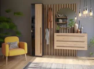 Тумба НЕАПОЛЬ; тумба с зеркалом правая (арт. ЛД 134.020), от набора мебели для прихожей - изображение 2