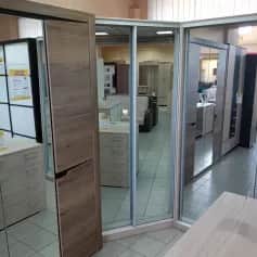 Шкаф для одежды и белья МАРК (УГЛОВОЙ правый); шкаф-купе 2 дв. 1200*900*2300, (с зеркалом, без ящиков) - изображение 3