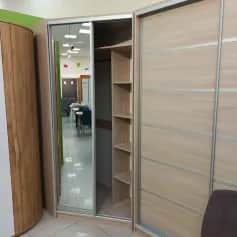 Шкаф для одежды и белья МАРК (УГЛОВОЙ левый); шкаф-купе 2 дв. 1200*900*2300, (с зеркалом, без ящиков) - изображение 4